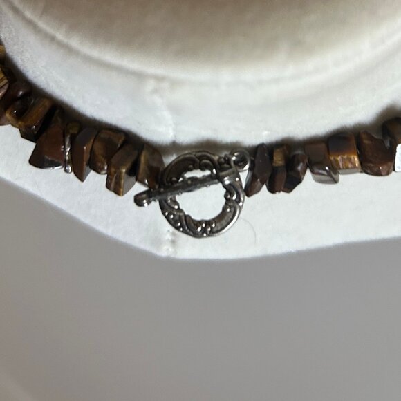 Beautiful handmade chunky tiger eye necklace with pear/teardrop pendant 17" - Picture 3 of 4